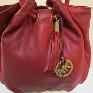 *GORGEOUS**Michael Kors Red Braided Grommet Tote